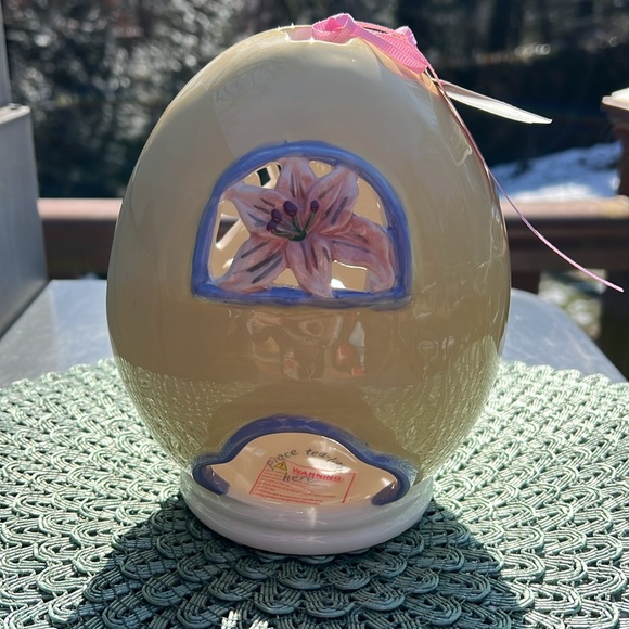 NWT Blue Sky, Tea Light Candle House Lily Easter Egg HE IS RISEN INDEED - Picture 6 of 10